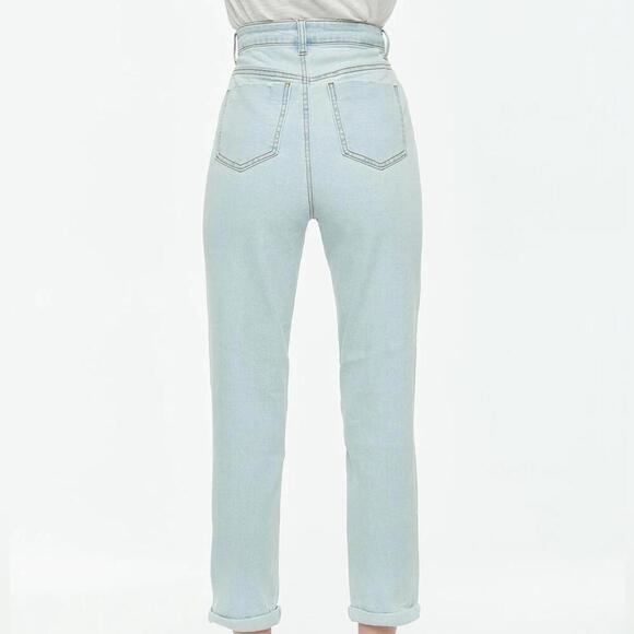 Vanilla Star Distressed Super Hi-Rise Tapered Mom Style Denim Jeans Size Large - Picture 5 of 7